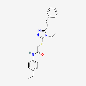 molecular formula C22H26N4OS B4561608 N-(4-ethylphenyl)-2-{[4-ethyl-5-(2-phenylethyl)-4H-1,2,4-triazol-3-yl]thio}acetamide 