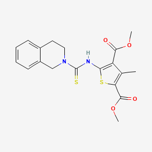molecular formula C19H20N2O4S2 B4561682 dimethyl 5-[(3,4-dihydro-2(1H)-isoquinolinylcarbonothioyl)amino]-3-methyl-2,4-thiophenedicarboxylate 