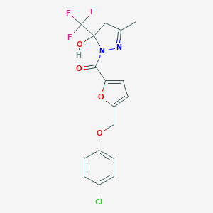 molecular formula C17H14ClF3N2O4 B456193 {5-[(4-CHLOROPHENOXY)METHYL]-2-FURYL}[5-HYDROXY-3-METHYL-5-(TRIFLUOROMETHYL)-4,5-DIHYDRO-1H-PYRAZOL-1-YL]METHANONE 