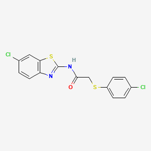 molecular formula C15H10Cl2N2OS2 B4561941 N-(6-chloro-1,3-benzothiazol-2-yl)-2-[(4-chlorophenyl)thio]acetamide 