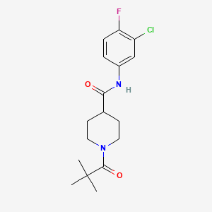 molecular formula C17H22ClFN2O2 B4561972 N-(3-chloro-4-fluorophenyl)-1-(2,2-dimethylpropanoyl)piperidine-4-carboxamide 