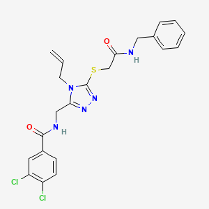 molecular formula C22H21Cl2N5O2S B4561984 N-{[5-{[2-(benzylamino)-2-oxoethyl]sulfanyl}-4-(prop-2-en-1-yl)-4H-1,2,4-triazol-3-yl]methyl}-3,4-dichlorobenzamide 