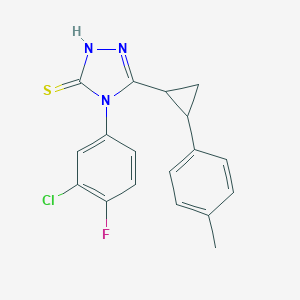 molecular formula C18H15ClFN3S B456207 4-(3-Chloro-4-fluorophenyl)-5-(2-p-tolylcyclopropyl)-4H-1,2,4-triazole-3-thiol 