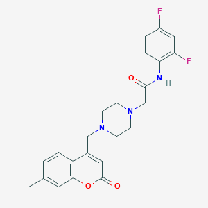 molecular formula C23H23F2N3O3 B4562243 N-(2,4-difluorophenyl)-2-{4-[(7-methyl-2-oxo-2H-chromen-4-yl)methyl]piperazin-1-yl}acetamide 