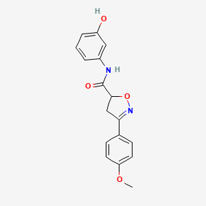 molecular formula C17H16N2O4 B4562328 N~5~-(3-HYDROXYPHENYL)-3-(4-METHOXYPHENYL)-4,5-DIHYDRO-5-ISOXAZOLECARBOXAMIDE 