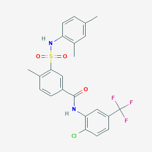 molecular formula C23H20ClF3N2O3S B4562359 N-[2-chloro-5-(trifluoromethyl)phenyl]-3-{[(2,4-dimethylphenyl)amino]sulfonyl}-4-methylbenzamide 