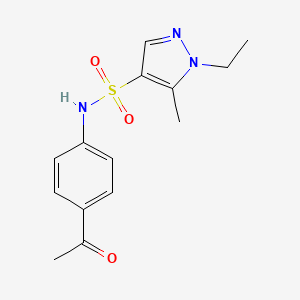 molecular formula C14H17N3O3S B4562360 N-(4-acetylphenyl)-1-ethyl-5-methyl-1H-pyrazole-4-sulfonamide 