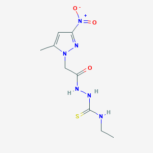 molecular formula C9H14N6O3S B456237 N-ethyl-2-({3-nitro-5-methyl-1H-pyrazol-1-yl}acetyl)hydrazinecarbothioamide 