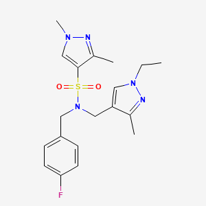 molecular formula C19H24FN5O2S B4562376 N-[(1-ethyl-3-methyl-1H-pyrazol-4-yl)methyl]-N-(4-fluorobenzyl)-1,3-dimethyl-1H-pyrazole-4-sulfonamide 