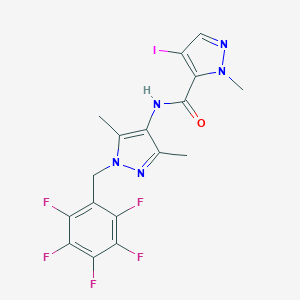 molecular formula C17H13F5IN5O B456249 N-[3,5-dimethyl-1-(2,3,4,5,6-pentafluorobenzyl)-1H-pyrazol-4-yl]-4-iodo-1-methyl-1H-pyrazole-5-carboxamide 