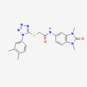 molecular formula C20H21N7O2S B4562529 N-(1,3-dimethyl-2-oxo-2,3-dihydro-1H-benzimidazol-5-yl)-2-{[1-(3,4-dimethylphenyl)-1H-tetrazol-5-yl]thio}acetamide 