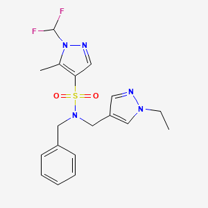 molecular formula C18H21F2N5O2S B4562664 N-benzyl-1-(difluoromethyl)-N-[(1-ethyl-1H-pyrazol-4-yl)methyl]-5-methyl-1H-pyrazole-4-sulfonamide 