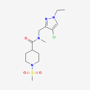 molecular formula C14H23ClN4O3S B4562690 N~4~-[(4-CHLORO-1-ETHYL-1H-PYRAZOL-3-YL)METHYL]-N~4~-METHYL-1-(METHYLSULFONYL)-4-PIPERIDINECARBOXAMIDE 