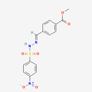 molecular formula C15H13N3O6S B4562784 methyl 4-{2-[(4-nitrophenyl)sulfonyl]carbonohydrazonoyl}benzoate 