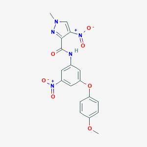 molecular formula C18H15N5O7 B456288 N-[3-(4-methoxyphenoxy)-5-nitrophenyl]-1-methyl-4-nitro-1H-pyrazole-3-carboxamide 