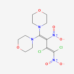 molecular formula C12H16Cl2N4O6 B4562928 Morpholine,4'-(3,4-dichloro-2,4-dinitro-1,3-butadiene-1,1-diyl)bis-, (1E,3E)- 