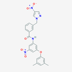 molecular formula C25H21N5O6 B456307 N-[3-(3,5-dimethylphenoxy)-5-nitrophenyl]-3-[(4-nitro-1H-pyrazol-1-yl)methyl]benzamide 