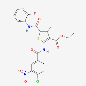 molecular formula C22H17ClFN3O6S B4563125 Ethyl 2-(4-chloro-3-nitrobenzamido)-5-[(2-fluorophenyl)carbamoyl]-4-methylthiophene-3-carboxylate 