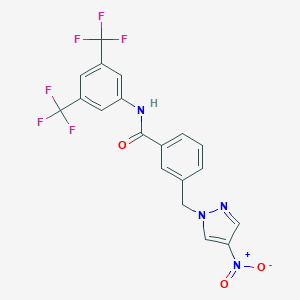 molecular formula C19H12F6N4O3 B456317 N-[3,5-bis(trifluoromethyl)phenyl]-3-[(4-nitro-1H-pyrazol-1-yl)methyl]benzamide 