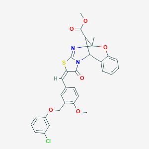molecular formula C30H25ClN2O6S B456318 methyl (2E)-2-{3-[(3-chlorophenoxy)methyl]-4-methoxybenzylidene}-5-methyl-1-oxo-1,2-dihydro-5H,11H-5,11-methano[1,3]thiazolo[2,3-d][1,3,5]benzoxadiazocine-13-carboxylate 