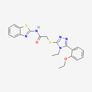 molecular formula C21H21N5O2S2 B4563352 N-(1,3-benzothiazol-2-yl)-2-{[5-(2-ethoxyphenyl)-4-ethyl-4H-1,2,4-triazol-3-yl]sulfanyl}acetamide 