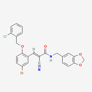 molecular formula C25H18BrClN2O4 B4563646 N-(1,3-benzodioxol-5-ylmethyl)-3-{5-bromo-2-[(2-chlorobenzyl)oxy]phenyl}-2-cyanoacrylamide 