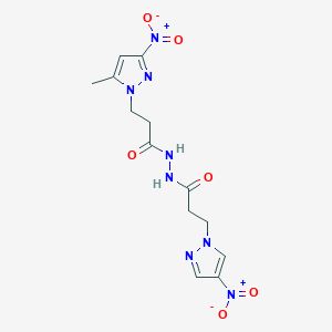 molecular formula C13H16N8O6 B456399 N-[3-(5-METHYL-3-NITRO-1H-PYRAZOL-1-YL)PROPANOYL]-3-(4-NITRO-1H-PYRAZOL-1-YL)PROPANOHYDRAZIDE 