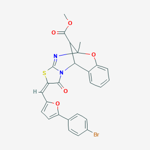 molecular formula C26H19BrN2O5S B456400 METHYL (2E)-2-{[5-(4-BROMOPHENYL)-2-FURYL]METHYLENE}-5-METHYL-1-OXO-1,2-DIHYDRO-5H,11H-5,11-METHANO[1,3]THIAZOLO[2,3-D][1,3,5]BENZOXADIAZOCINE-13-CARBOXYLATE 