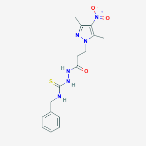 molecular formula C16H20N6O3S B456410 N-BENZYL-2-[3-(3,5-DIMETHYL-4-NITRO-1H-PYRAZOL-1-YL)PROPANOYL]-1-HYDRAZINECARBOTHIOAMIDE 