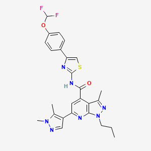 molecular formula C26H25F2N7O2S B4564129 N-{4-[4-(difluoromethoxy)phenyl]-1,3-thiazol-2-yl}-6-(1,5-dimethyl-1H-pyrazol-4-yl)-3-methyl-1-propyl-1H-pyrazolo[3,4-b]pyridine-4-carboxamide 