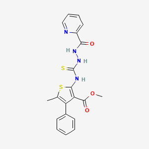 molecular formula C20H18N4O3S2 B4564137 methyl 5-methyl-4-phenyl-2-({[2-(2-pyridinylcarbonyl)hydrazino]carbonothioyl}amino)-3-thiophenecarboxylate 