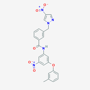 molecular formula C24H19N5O6 B456414 N-[3-(3-methylphenoxy)-5-nitrophenyl]-3-[(4-nitro-1H-pyrazol-1-yl)methyl]benzamide 