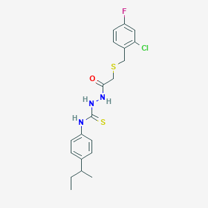 molecular formula C20H23ClFN3OS2 B4564146 N-(4-sec-butylphenyl)-2-{[(2-chloro-4-fluorobenzyl)thio]acetyl}hydrazinecarbothioamide 