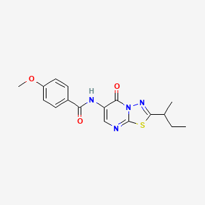 molecular formula C17H18N4O3S B4564265 N-[2-(butan-2-yl)-5-oxo-5H-[1,3,4]thiadiazolo[3,2-a]pyrimidin-6-yl]-4-methoxybenzamide 