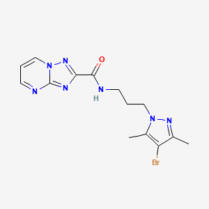 molecular formula C14H16BrN7O B4564409 N~2~-[3-(4-BROMO-3,5-DIMETHYL-1H-PYRAZOL-1-YL)PROPYL][1,2,4]TRIAZOLO[1,5-A]PYRIMIDINE-2-CARBOXAMIDE 