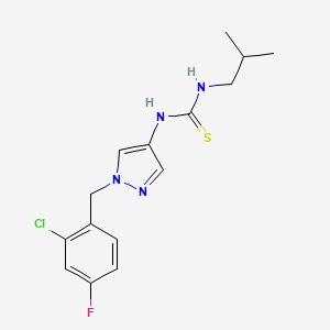 molecular formula C15H18ClFN4S B4564637 N-[1-(2-chloro-4-fluorobenzyl)-1H-pyrazol-4-yl]-N'-isobutylthiourea 