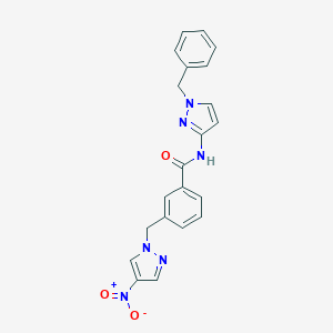 molecular formula C21H18N6O3 B456464 N-(1-benzyl-1H-pyrazol-3-yl)-3-({4-nitro-1H-pyrazol-1-yl}methyl)benzamide 