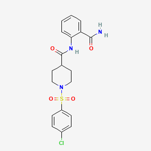 molecular formula C19H20ClN3O4S B4564862 N-[2-(aminocarbonyl)phenyl]-1-[(4-chlorophenyl)sulfonyl]-4-piperidinecarboxamide 