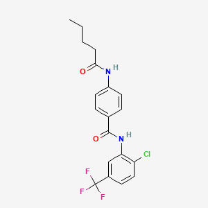 molecular formula C19H18ClF3N2O2 B4564881 N-[2-chloro-5-(trifluoromethyl)phenyl]-4-(pentanoylamino)benzamide 