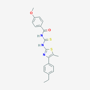 molecular formula C21H21N3O2S2 B456494 N-[[4-(4-ethylphenyl)-5-methyl-1,3-thiazol-2-yl]carbamothioyl]-4-methoxybenzamide 