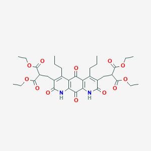 molecular formula C34H42N2O12 B045650 Diethyl 2-[[3-(3-ethoxy-2-ethoxycarbonyl-3-oxopropyl)-2,5,8,10-tetraoxo-4,6-dipropyl-1,9-dihydropyrido[3,2-g]quinolin-7-yl]methyl]propanedioate CAS No. 119623-89-1