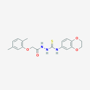 molecular formula C19H21N3O4S B4565241 N-(2,3-dihydro-1,4-benzodioxin-6-yl)-2-[(2,5-dimethylphenoxy)acetyl]hydrazinecarbothioamide 