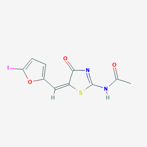 molecular formula C10H7IN2O3S B4565291 N-[(5E)-5-[(5-iodofuran-2-yl)methylidene]-4-oxo-1,3-thiazol-2-yl]acetamide 