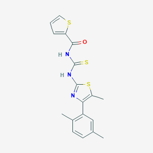 molecular formula C18H17N3OS3 B456540 N-[[4-(2,5-dimethylphenyl)-5-methyl-1,3-thiazol-2-yl]carbamothioyl]thiophene-2-carboxamide 