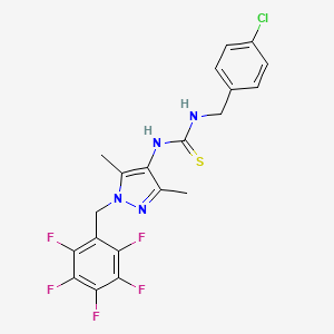 molecular formula C20H16ClF5N4S B4565400 N-(4-chlorobenzyl)-N'-[3,5-dimethyl-1-(pentafluorobenzyl)-1H-pyrazol-4-yl]thiourea 