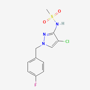 molecular formula C11H11ClFN3O2S B4565419 N-[4-chloro-1-(4-fluorobenzyl)-1H-pyrazol-3-yl]methanesulfonamide 