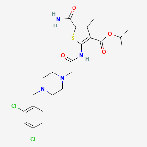 molecular formula C23H28Cl2N4O4S B4565455 isopropyl 5-(aminocarbonyl)-2-({[4-(2,4-dichlorobenzyl)-1-piperazinyl]acetyl}amino)-4-methyl-3-thiophenecarboxylate 