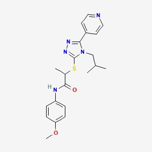molecular formula C21H25N5O2S B4565518 N-(4-methoxyphenyl)-2-{[4-(2-methylpropyl)-5-(pyridin-4-yl)-4H-1,2,4-triazol-3-yl]sulfanyl}propanamide 
