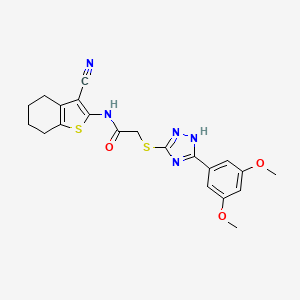 molecular formula C21H21N5O3S2 B4565598 N-(3-cyano-4,5,6,7-tetrahydro-1-benzothien-2-yl)-2-{[5-(3,5-dimethoxyphenyl)-4H-1,2,4-triazol-3-yl]thio}acetamide 