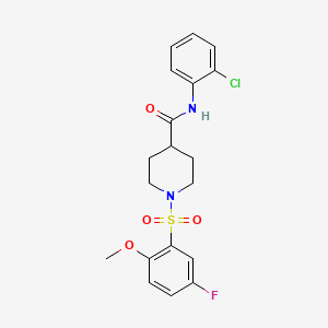 molecular formula C19H20ClFN2O4S B4565618 N-(2-chlorophenyl)-1-[(5-fluoro-2-methoxyphenyl)sulfonyl]piperidine-4-carboxamide 